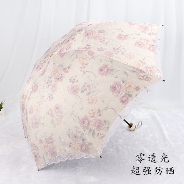Handtas Borduren Kant Kleur Lijm Zwarte Lijm Afdrukken Double Layer Paraplu Zon En Regen Dual Purpose Zon Bescherming: in Pinellia 0