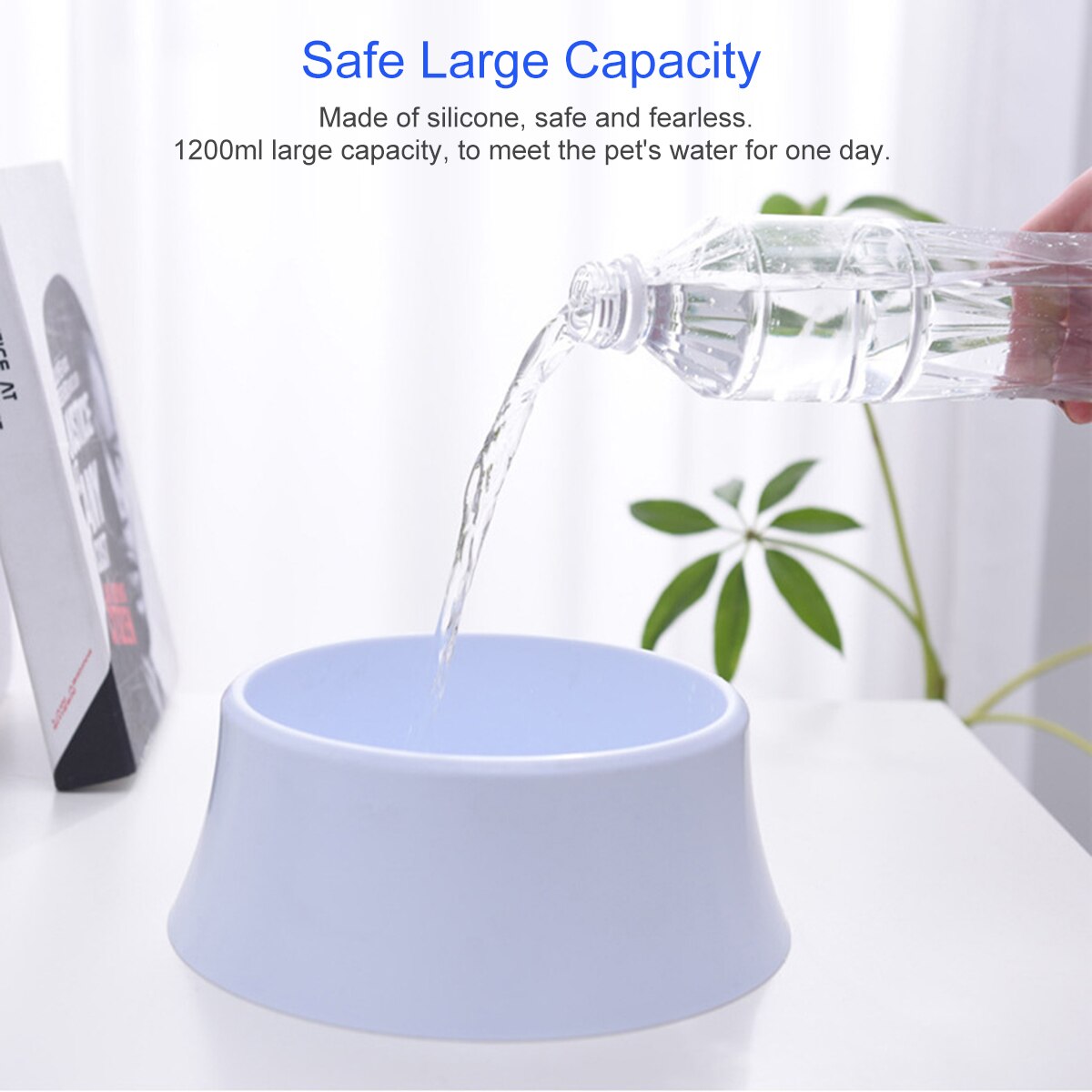 1200ml Pet Cat Dog Water Bowl Floating Bowl Slow Water Feeder Dispenser Anti-Overflow Pet Fountain