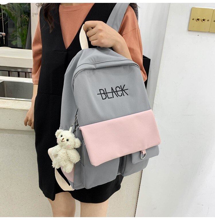 Nouvelle tendance femme sac à dos sacs d'école imperméables pour adolescentes grande poche Nylon couleur bonbon collège sac à dos Mochila
