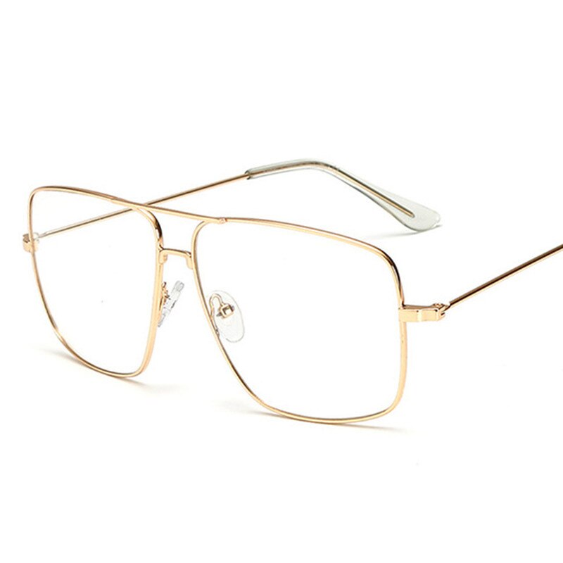Vintage Gold Metal Frame Eyeglasses Mens Womens Sun Glasses Retro Square Optical Lens Eyewear Nerd Clear Lens Glasses: gold