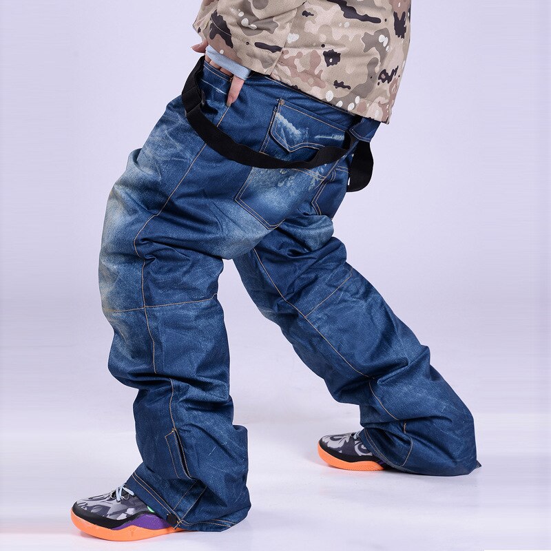 Winter Denim Ski Broek Mannen Single Board Double Board Ski Broek Wind Proof Waterdicht Warm En Dikke Ademend Nieuw Product