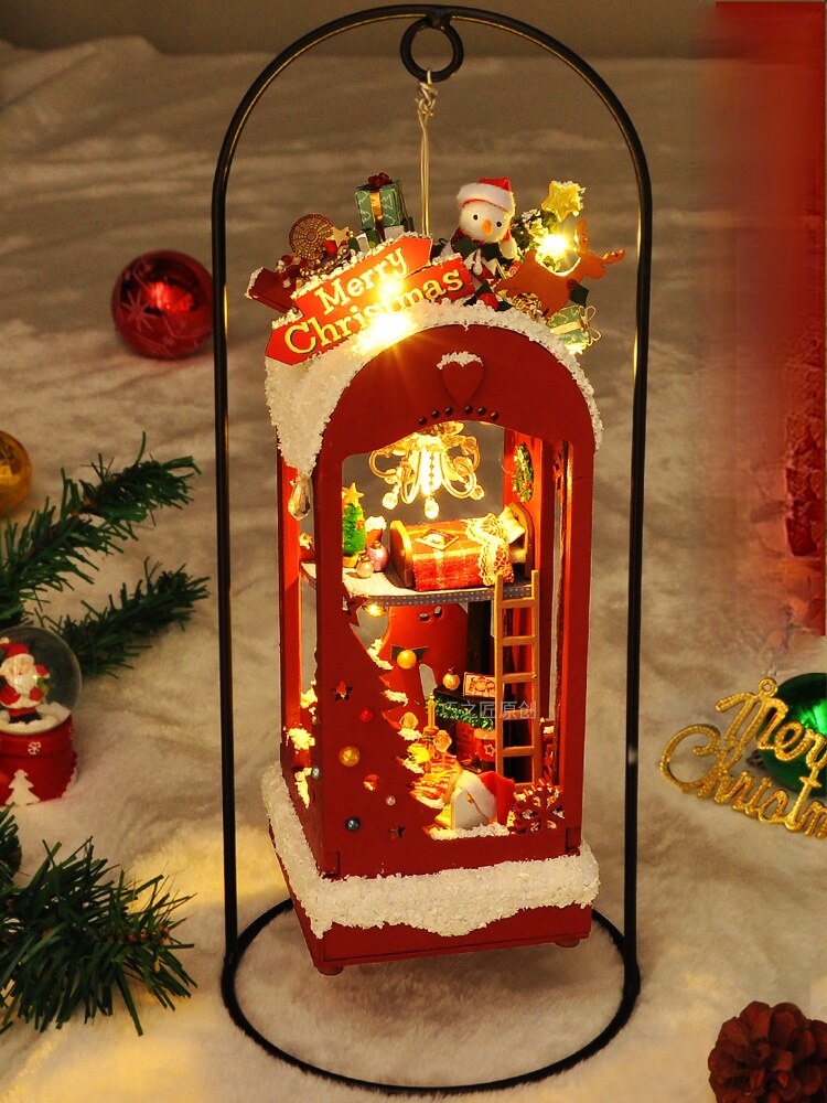 DIY Lantern Cottage Ice and Snow Christmas Handmade Small House Assembly Model Toys Christmas Girl