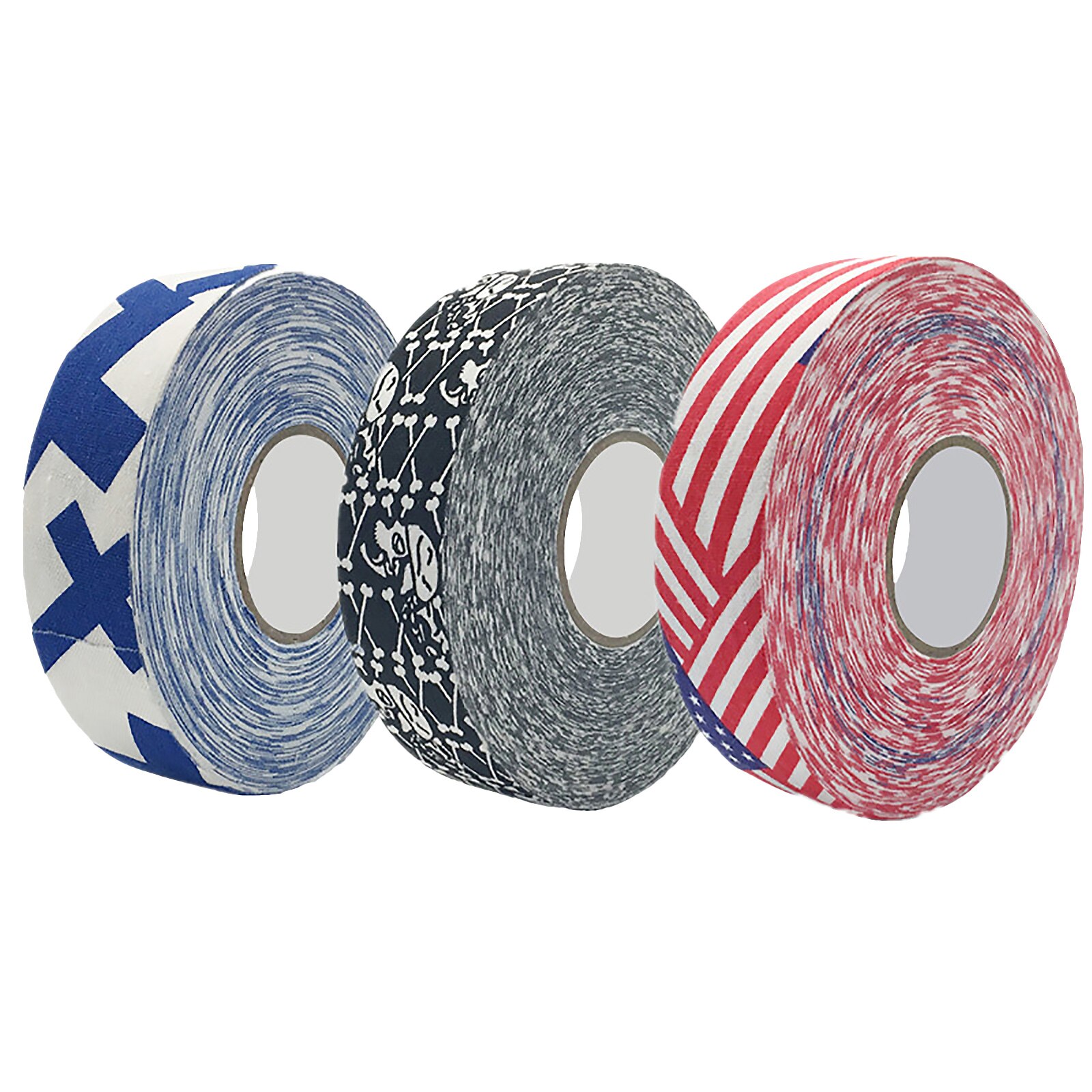 Hockeytape, 3er- pack, mehrzweck-stofftaperolle für eishockey, inlineskishockey, schlägerblattschutz, lacrosse, baseballschläger: Stil