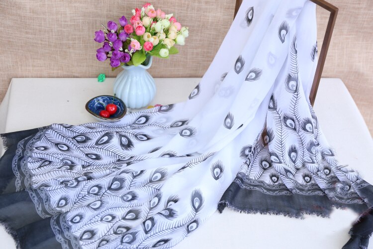 HLQON pluma de gran patrón tela de gasa con estampado suave cómodo tejido de ropa para mujer vestido de verano, falda por metro