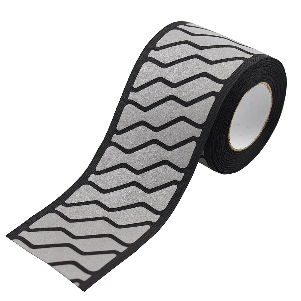 Silver Reflective Stripe Fabric Webbing Ribbon Trim Warning Tape For Clothing DIY Sew on 2meter: W23-black