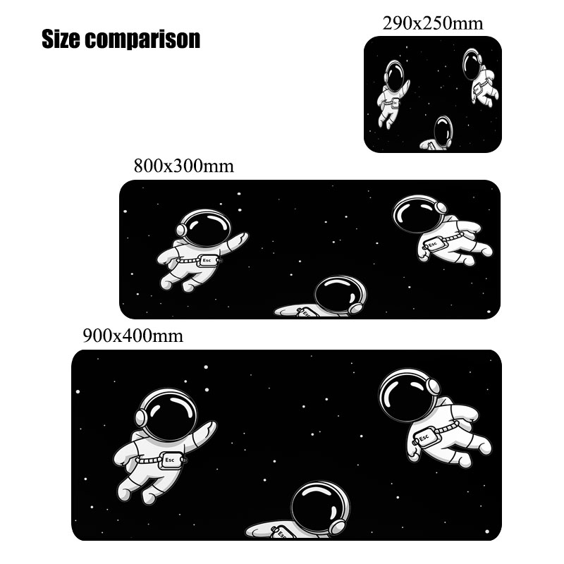 Mousepad Astronauta Space Desk Mat Extended Pad Gamer Pc Table Gaming Mats Desktop Accessories Cute Carpet Table Computer Rug: 90x40 cm / black