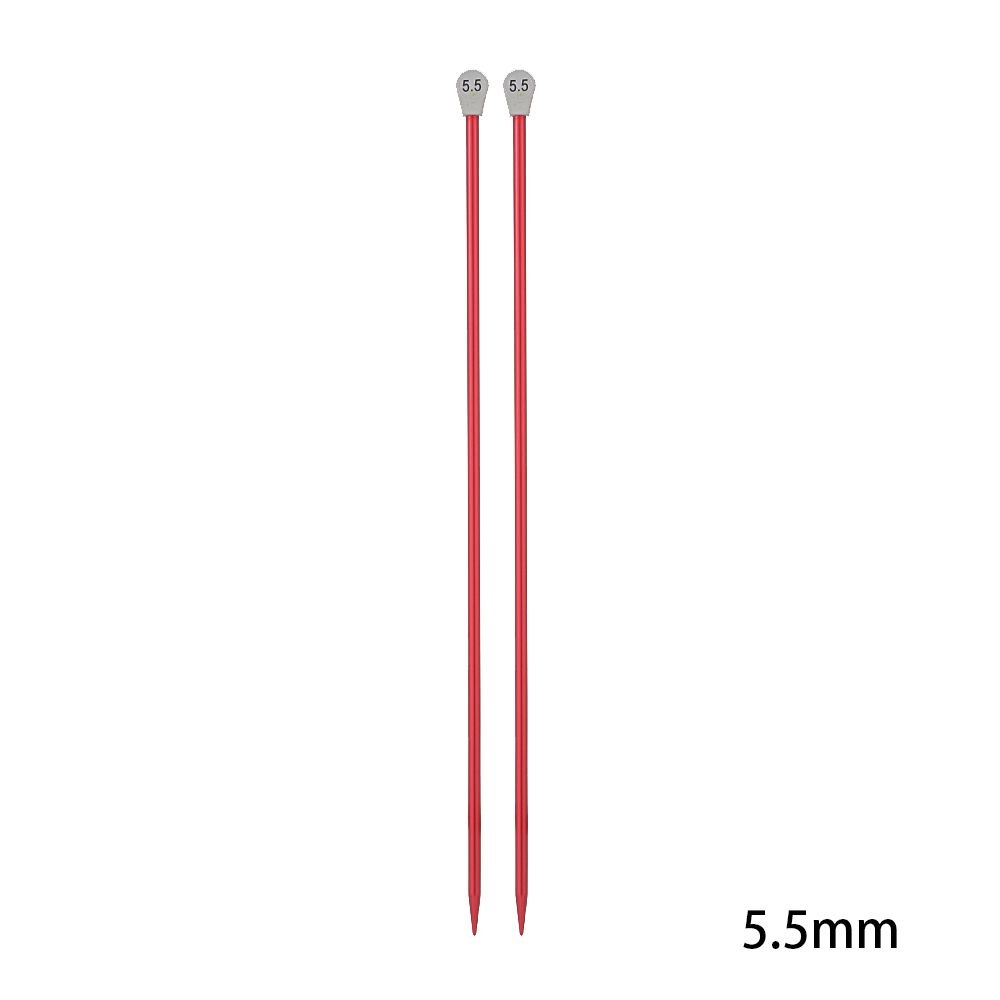 2Pcs/Set 35CM 2.0-12MM Single Pointed Knitting Needles Aluminum Straight Pins Sweater Scarf Weaving Tool Sewing Accessories: 5.5mm