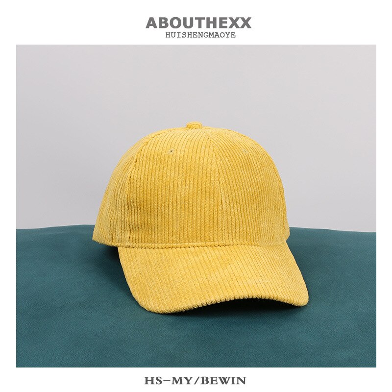 Damen-baseballkappe aus cord für herbst/winter, koreanische version der wild caps lovers, lässiger outdoor-hut mit gebogener krempe, #39: Gelb