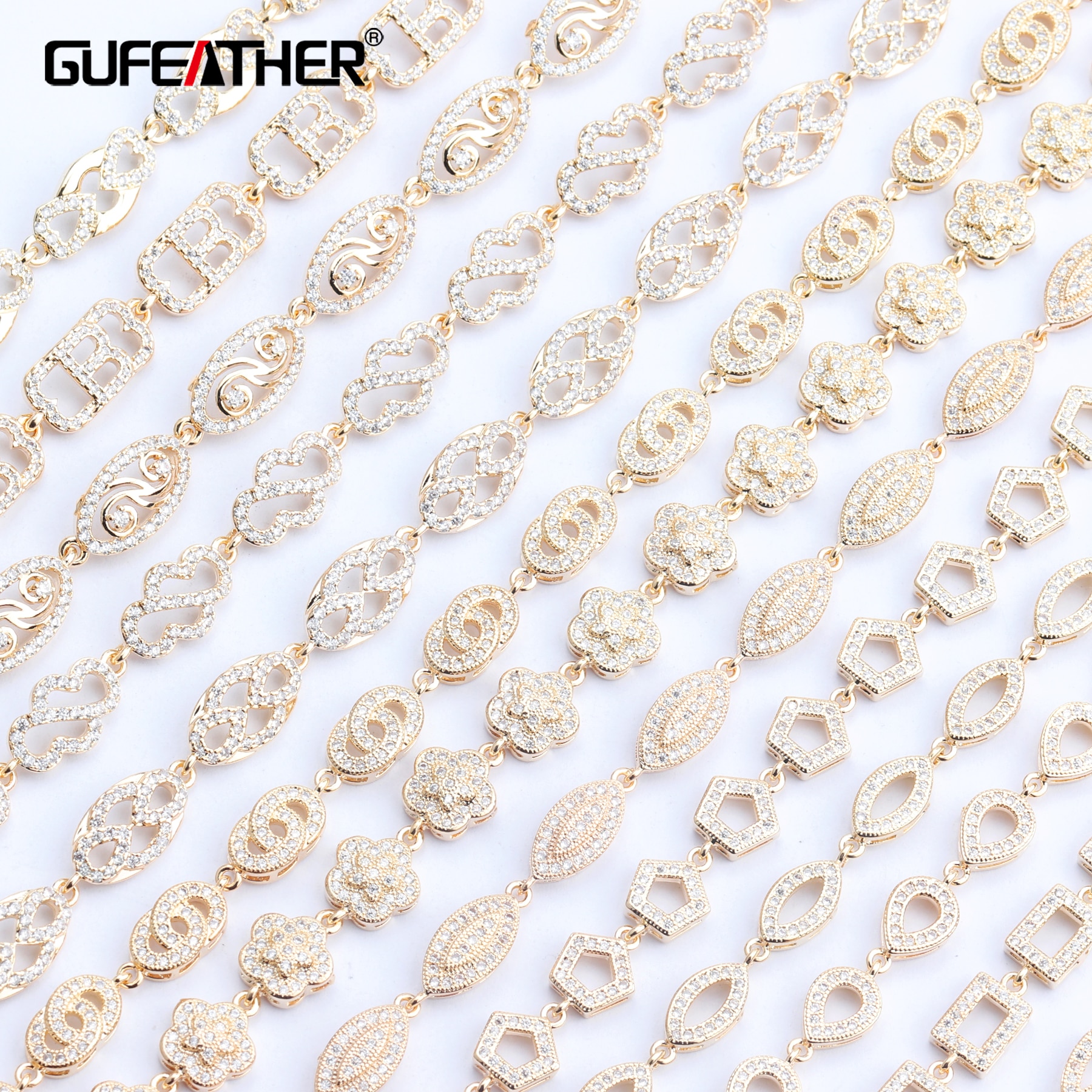 GUFEATHER M700, schmuck zubehör, 14k gold überzogen, diy ketten, zirkon, charme, hand made, kupfer metall, schmuck machen, 20 cm/lot