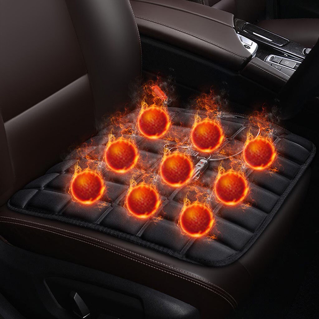 Universal Black 12V Electric Heated Car Fast-Heating Front Seat Cushion Cover Heater Warmer Winter Thermostat Household Cushion