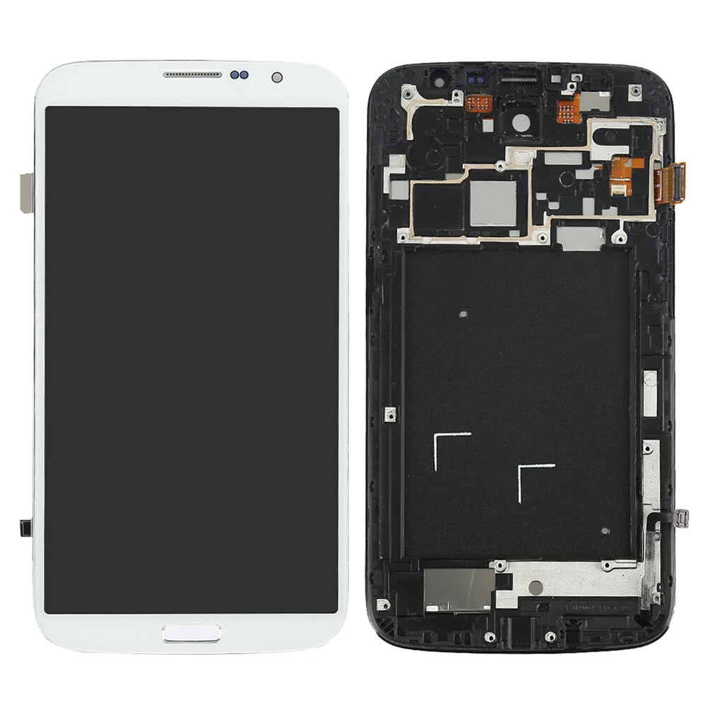 Pour Samsung Galaxy Mega 6.3 i9200 i9205 écran tactile panneau numériseur + écran LCD moniteur panneau Module assemblage + outils gratuits: White with frame