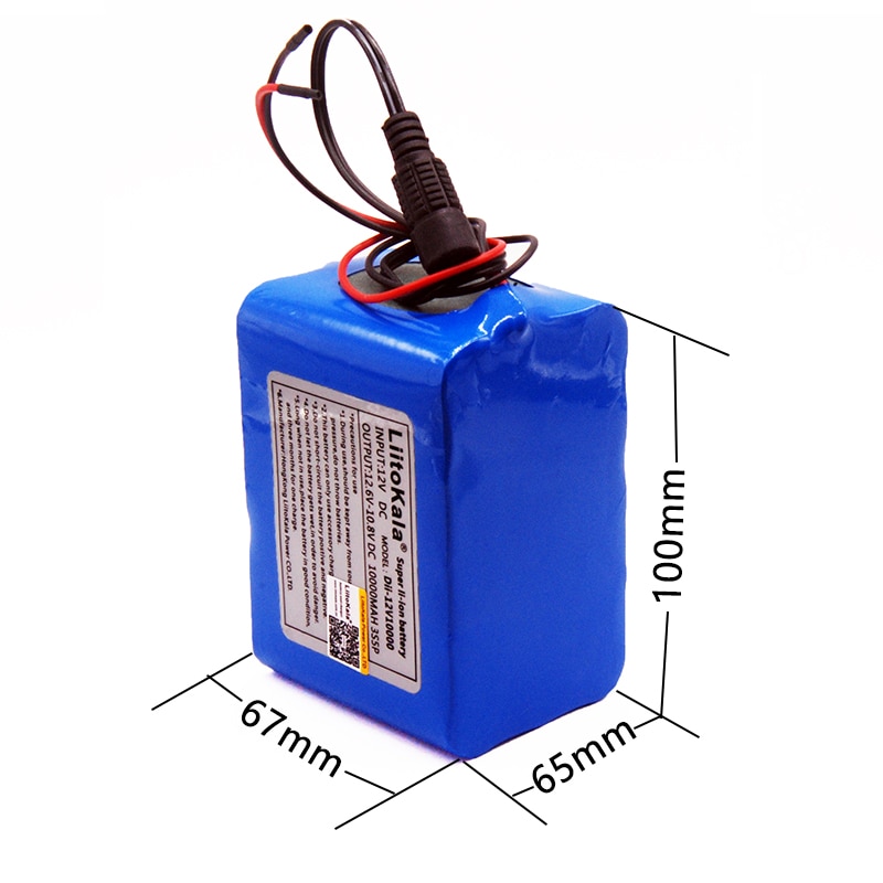 LiitoKala Large capacity 12 V 10Ah 18650 lithium Rechargeable battery 12v 10000 mAh with BMS for 75W LED lamp Xenon ues