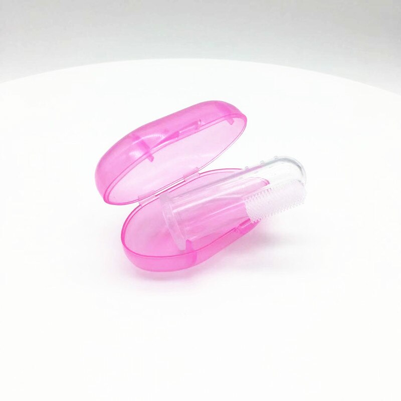 Baby Tandenborstel Zuigeling Siliconen Vinger Borstel Kids Rubber Borstel Massager Set Voor Baby Jongens Meisjes Teethbrush Dental Care: Pink