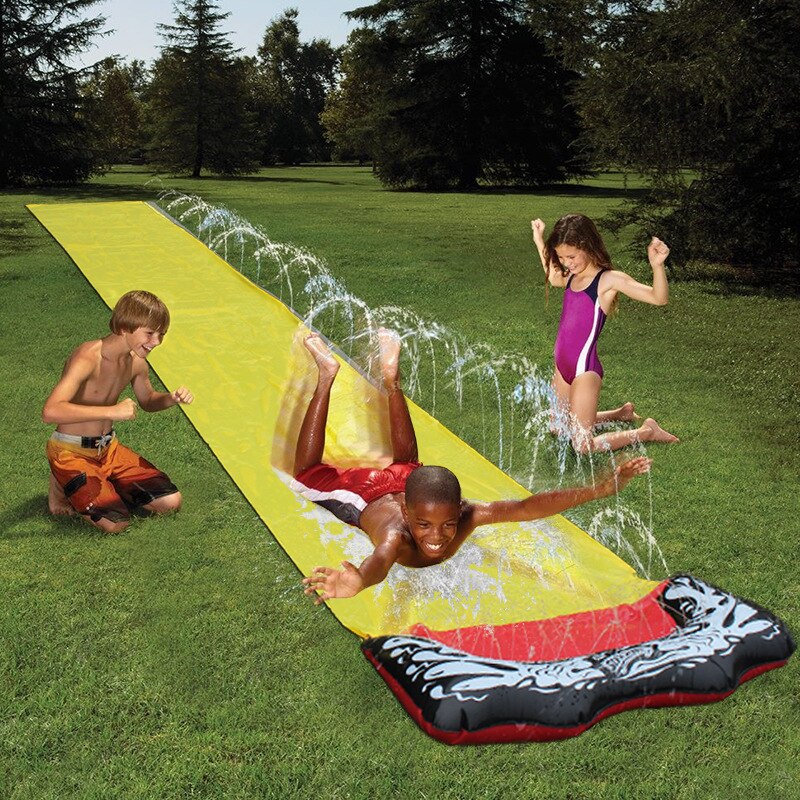 550*145cm Kinder Doppel Surf Wasser Rutsche Im Freien Garten Racing Rasen Wasser Rutsche Spray Sommer Wasser Spiel Spielzeug toboggan Aquatique