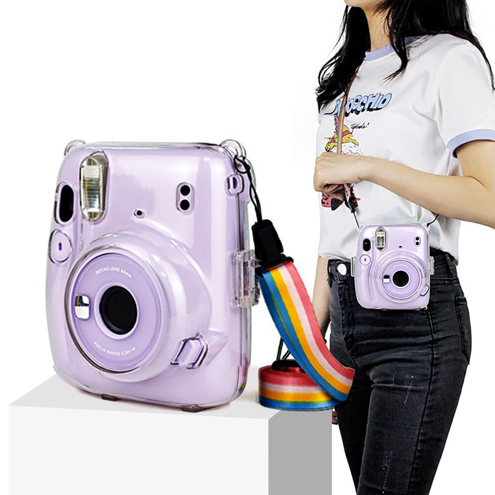 Krystal gennemsigtig beskyttende etui skulderrem til fuji fujifilm instax mini 11 kamera instant tilbehør
