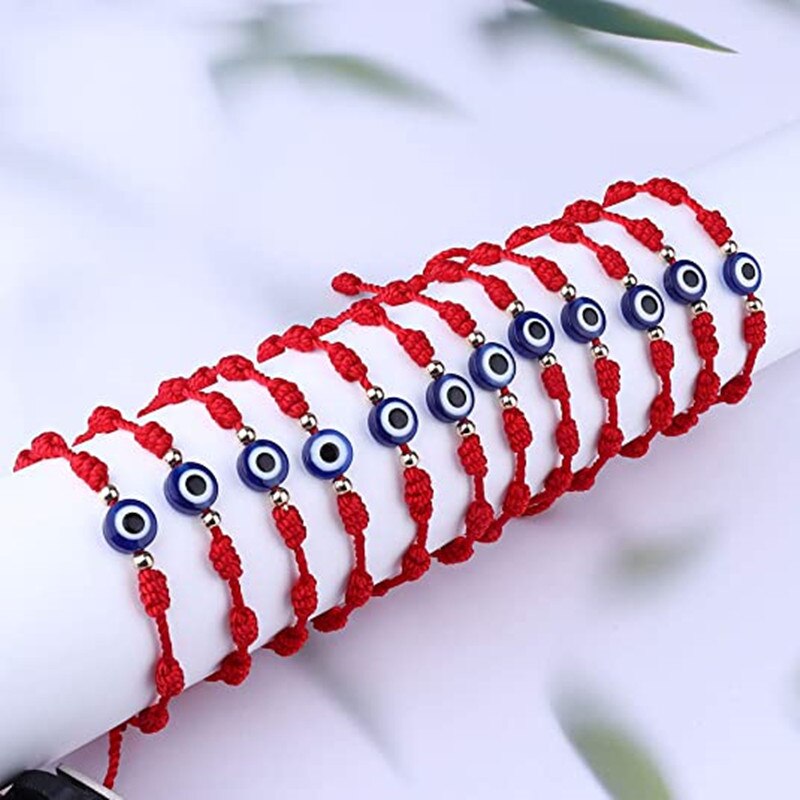 4 pçs 7 nós pulseira de corda vermelha para o casal mal olho pulseira proteção boa sorte amuleto para o sucesso artesanal amizade presente