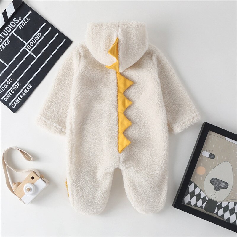 Baby Winter Jumpsuit Baby Baby Jongens Meisjes Cartoon Dinosaurus Fleece Hoodie Romper Kleding Jumpsuit #4D03