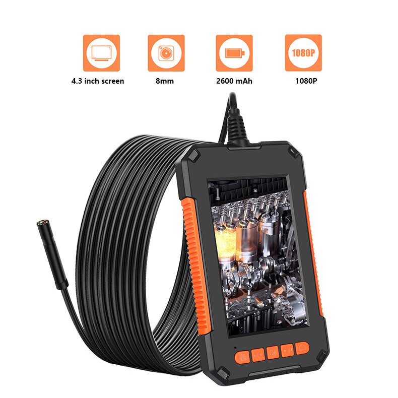 Handheld Schlange Kamera 8LED Endoskop Kamera 1080P HD 4,3 zoll IP67 Wasserdicht Bildschirm einzelne Linse Endoskop Auto Inspektion Kamera
