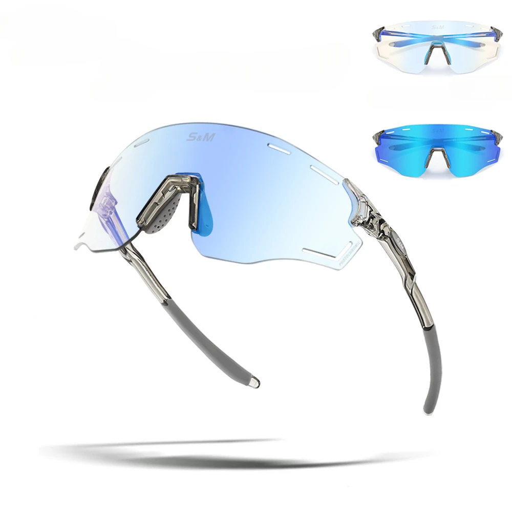 Gafas de sol deportivas polarizadas para motocicleta, lentes de luz polarizadas transparentes que cambian de Color, módulo Multicolor, venta de verano: Plata