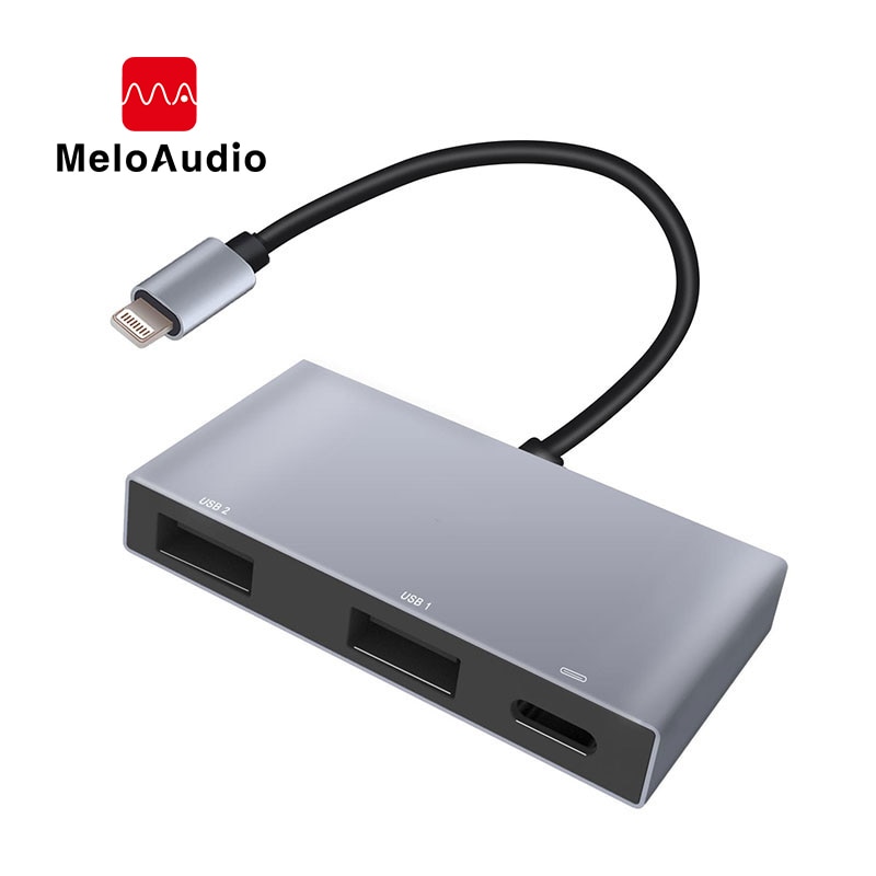 Meloaudio Usb Adapter Voor Camera Otg Kabel Met Dual Charging Poorten Bliksem Voor Iphone Ipad Video En Audiop Nodig
