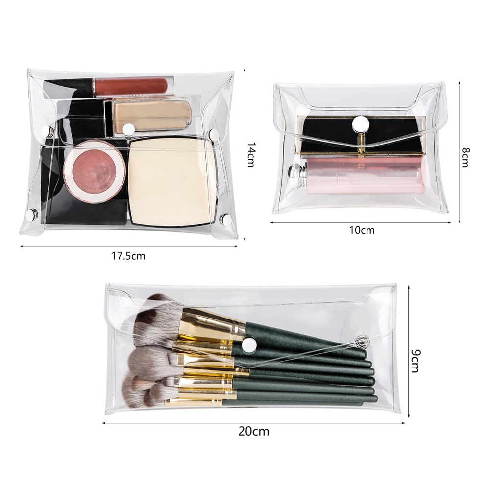 Caja acrílico transparente para guardar brochas de maquillaje, recipiente perlado de almacenamiento y organizador para cosméticos y para lápices de labios: BAG 3PCS
