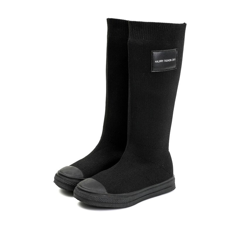 Kinderen Laarzen Herfst Winter Meisjes Over De Knie Laarzen Kinderen Gebreide Elasticiteit Laarzen Mode SXY034: CN 36 insole 22cm
