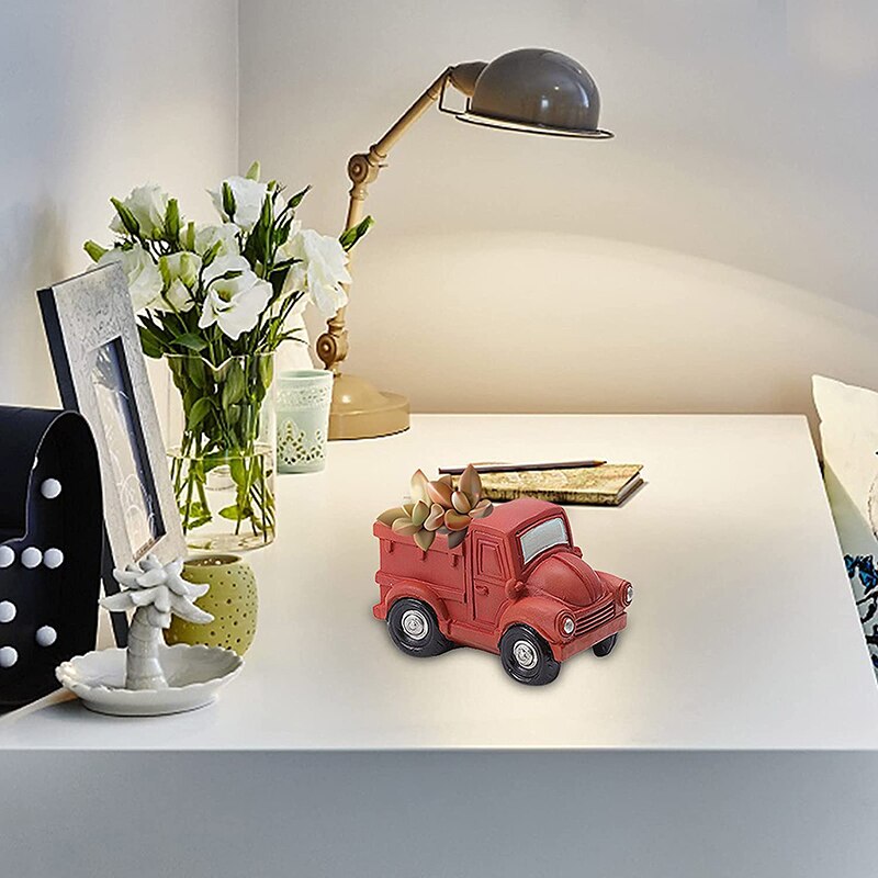 Car Shaped Resin Succulents Pot Cute Planter Pots Truck Cactus Plant Pots Small Plant Indoor Desk Decor Table Decoration