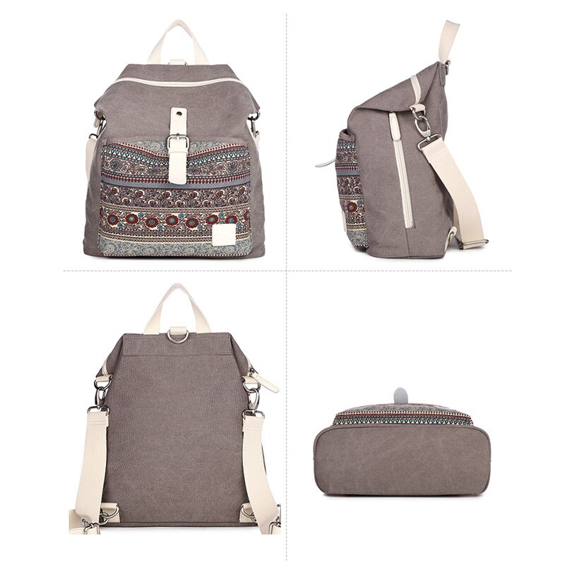 frau Leinwand Rucksack Hohe Ethnische Stil Blume Stickerei Mädchen Schule Tasche Einfache Dame Reisetasche Frauen taschen