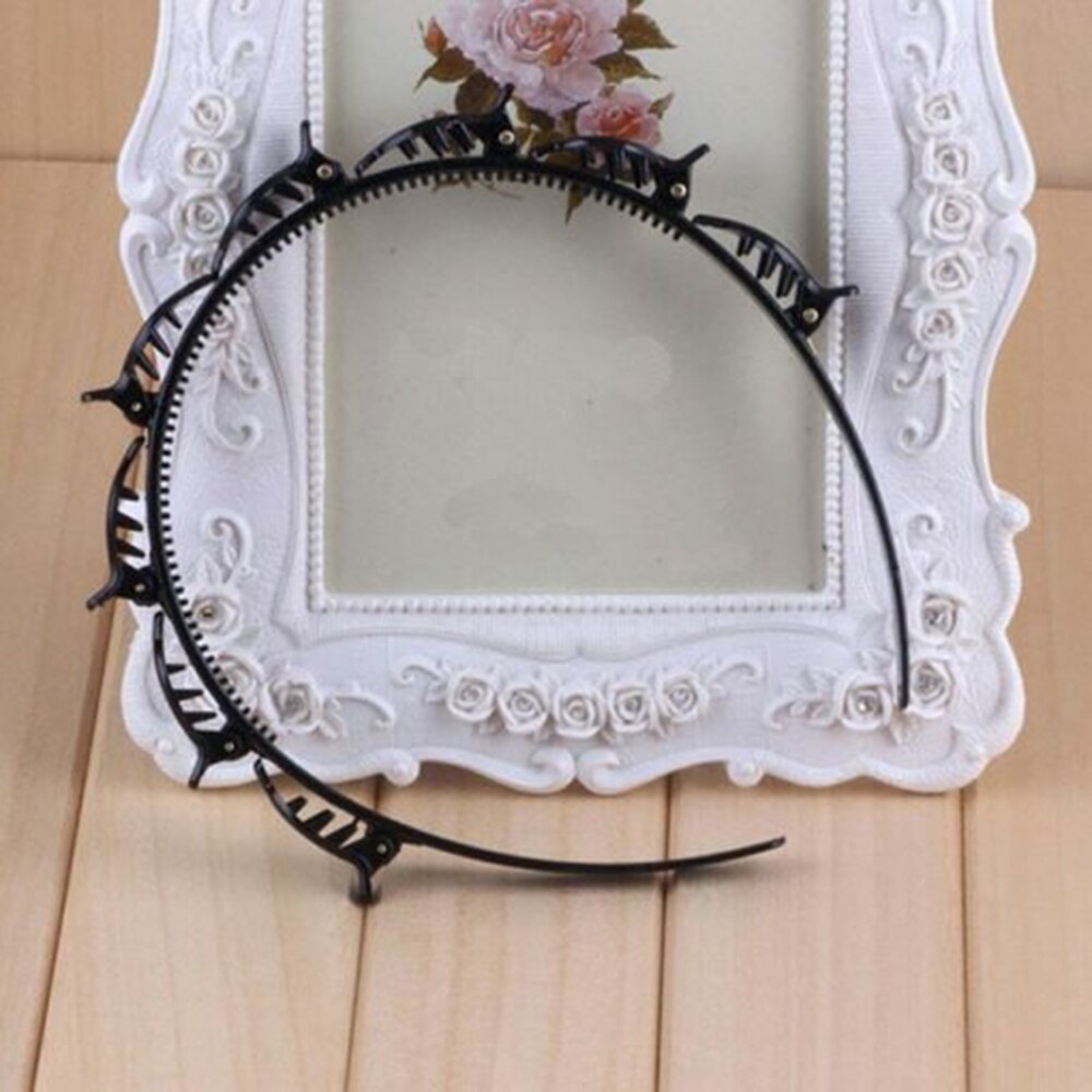Doppel Schicht Bands Clip Haarbänder Kunststoff Geflochtene Stirnband Punk Neue betroffen Frauen Headwear Haar Zubehör: Schwarz