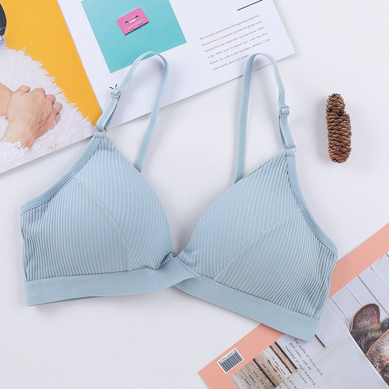 SVOKOR Push Up Bra Adjustable Beauty Backless Seamless Bralette Elastic Force Women's Underwear Crop Top: Blue Bra