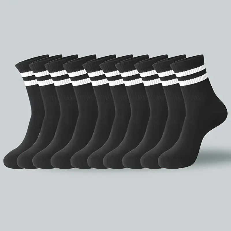 6/10/20 paires de chaussettes mi-tube à rayures neutres, absorbant la sueur, respirantes, douces et confortables, chaussettes de sport et de loisirs pour Couple