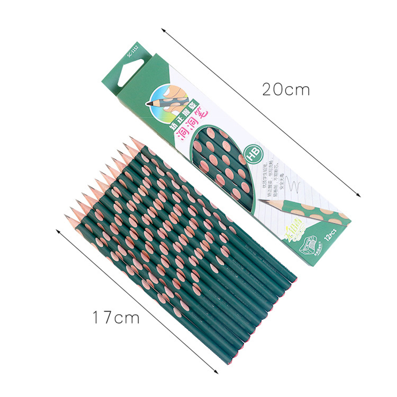 12 unids/caja HB Kawaii de madera lápices de plomo creativa agujero lápiz para chico de la Oficina de la escuela suministros novedad papelería suministros