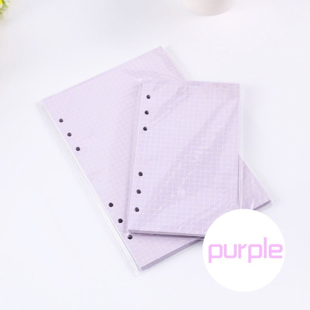 Korean Style 40 Sheets A5/A6 Filler Papers Loose-leaf Notebook 6 Holes Office School Supplies cute: Purple / A5 Size