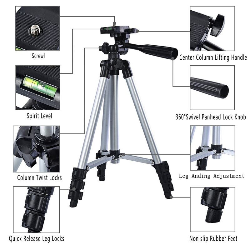 Letvægts mini mini stativ 4 sektioner universal kamera stativ fotostativ