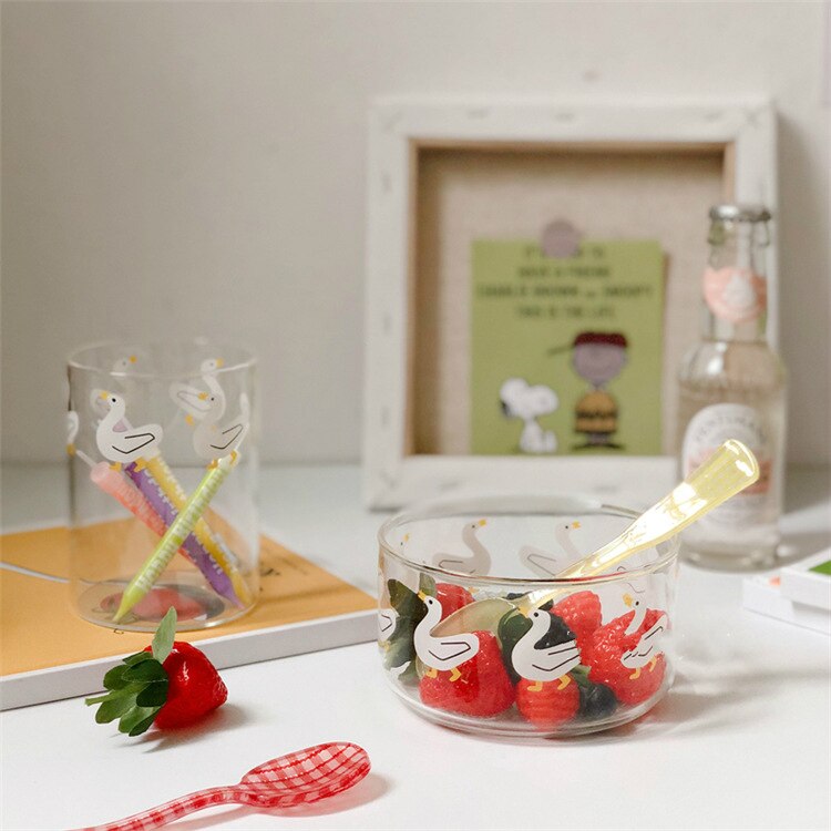 Koreanische Ente Glas Glas Schüssel Wärme Beständig Milch Saft Kaffee Tasse Nachtisch Obst Salat Schüssel