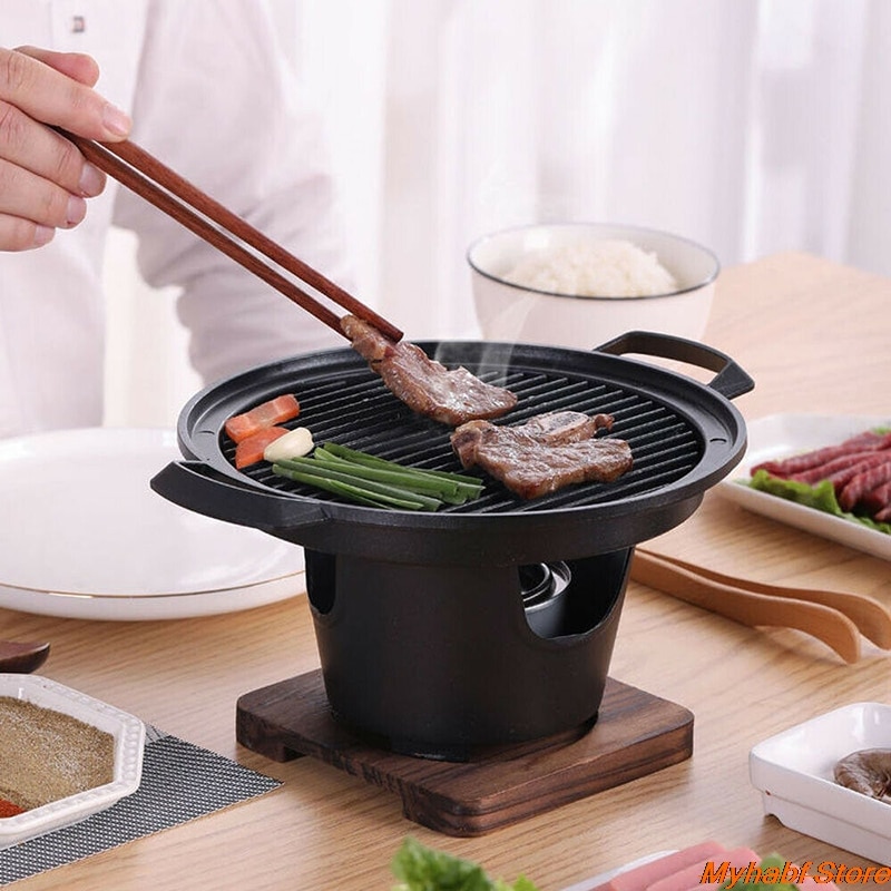 Mini Parrilla de barbacoa japonesa, estufa de Alcohol para una persona, parrilla de barbacoa sin humo para el hogar, placa de horno al aire libre para barbacoa, utensilios para asar carne