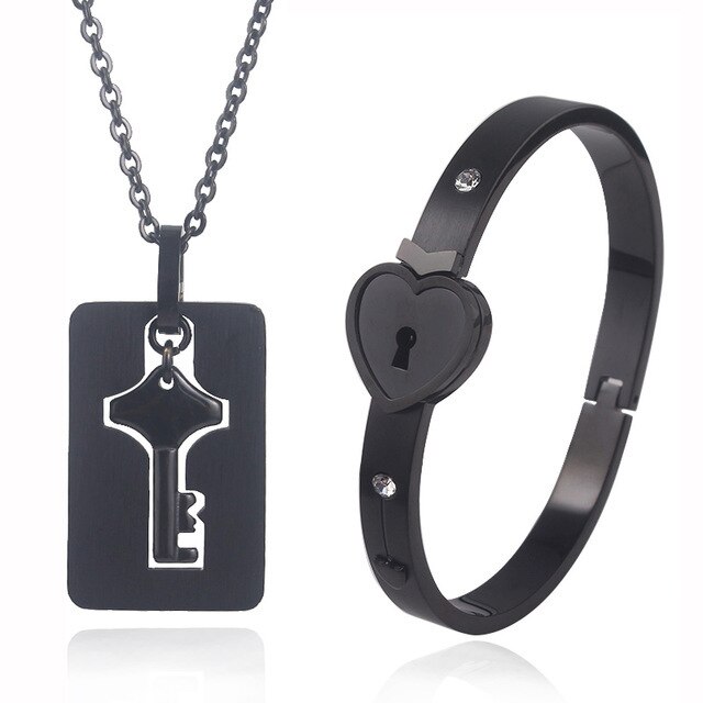 1 par til kæreste kæreste kærlighed lås armbånd med nøglehalskæde lille kærlighed jubilæum valentinsdag