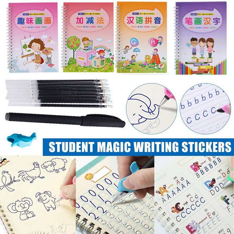 Engels Schrift Slag Eenvoudige Hand Belettering Praktijk Schrift Board Student Magic Magic Schrijven Stickers Leren Engels Tool