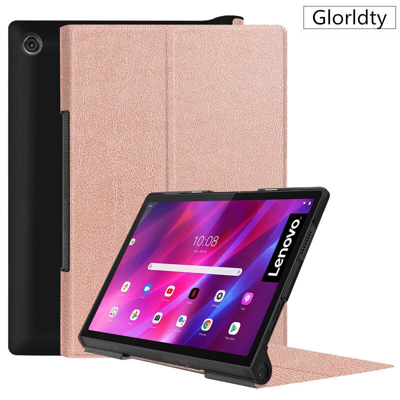 Geschilderd Funda Voor Lenovo Yoga Tab 11 Case YT-J706F Pu Lederen Flip Etui Voor Lenovo Yoga Tab 11 Yt j706F Tablet Coque + Pen: rose gold