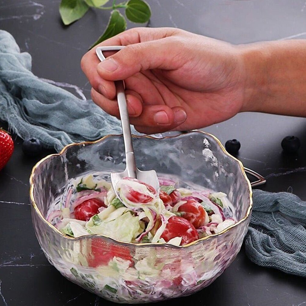 9pcs Small Shovel Spoon Fork Pointed Spoons Dessert Fruit Serving Spoons