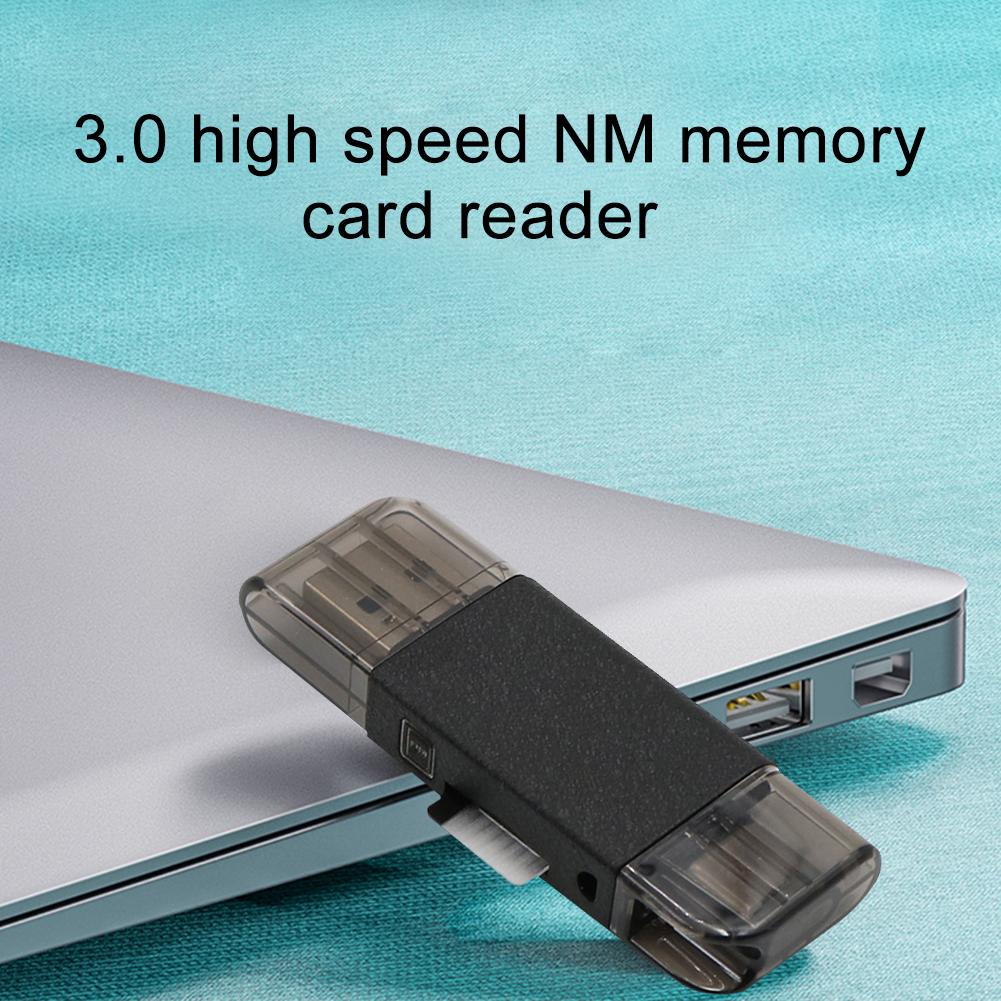 Nm-kort nano-minneskort för huawei mate 20/p30 pro 128gb 90mb/ s nm-kort med usb 3.0 gen 1 typ-c dubbel användning tf/nm kortläsare