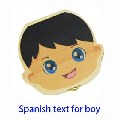 Caja organizadora de dientes para bebés, estuche de almacenamiento de dientes de leche en español/inglés, Colector de Lanugo Umbilical, recuerdo para bebé: Spanish boy