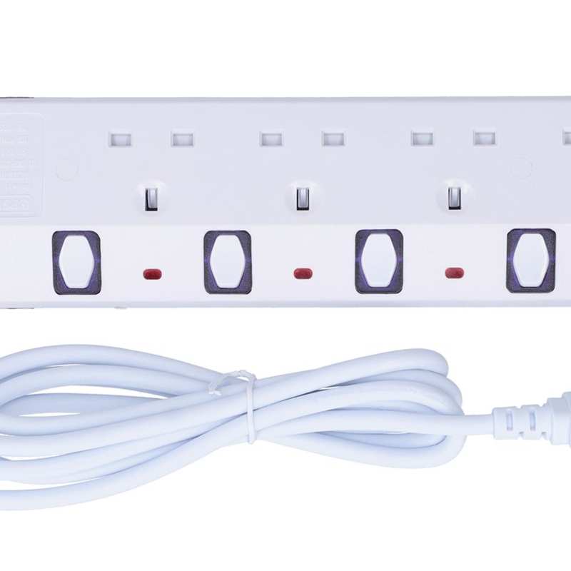 UK Plug 250V 13A 4-Outlets Power Strip Outlet Extension Socket Multifunctional Electrical Socket
