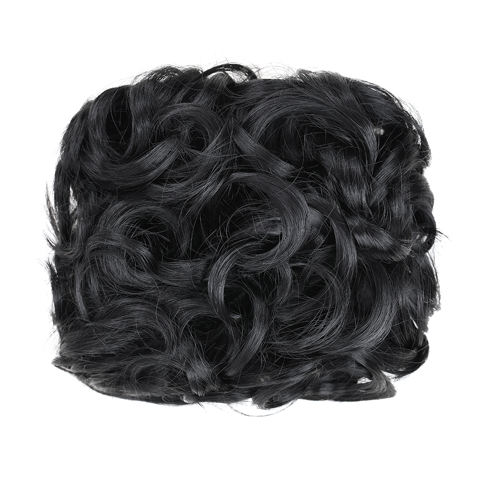 Coque bagunçado coque de cabelo premium sintético encaracolado prato de cabelo pentes de metal em elegante scrunchie bun extensão de cabelo para mulheres