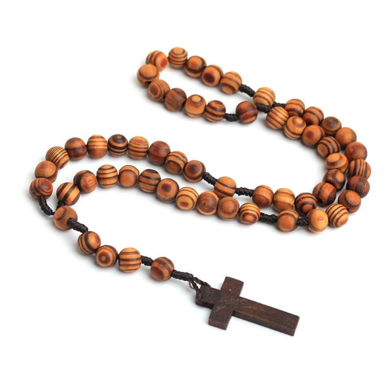 Retro rosenkrans pärlor halsband för kvinnor kors jesus hänge religiösa kristna smycken berlock