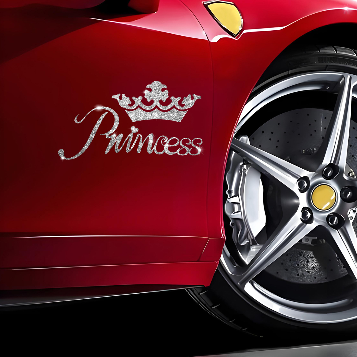 1Pc Kroon Prinses Auto Stickers Faux Diamanten Mousserende Debuut Mode Waterdichte Vinyl Stickers Auto Stickers
