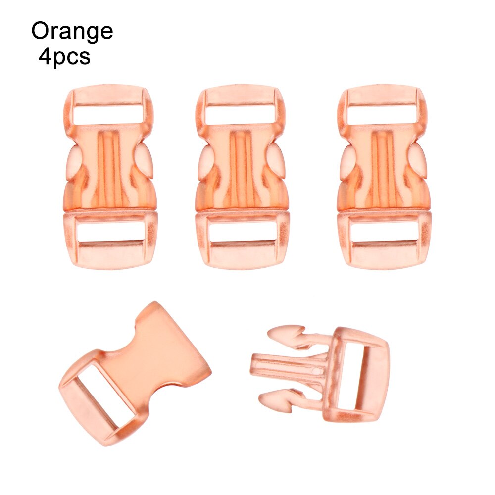 4 sztuk Mini 3/8 "10mm boczne zwolnienie przezroczyste klamry zakrzywione bransoletka Paracord obroża, pasek taśmy odkryty obóz części torby: Orange