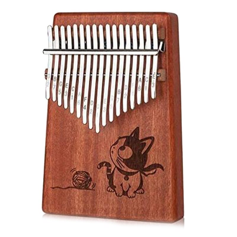 Kalimba 17-Key Mahogany Thumb Piano Animal Pattern Children's Musical Instrument Kalimba with Learning Books