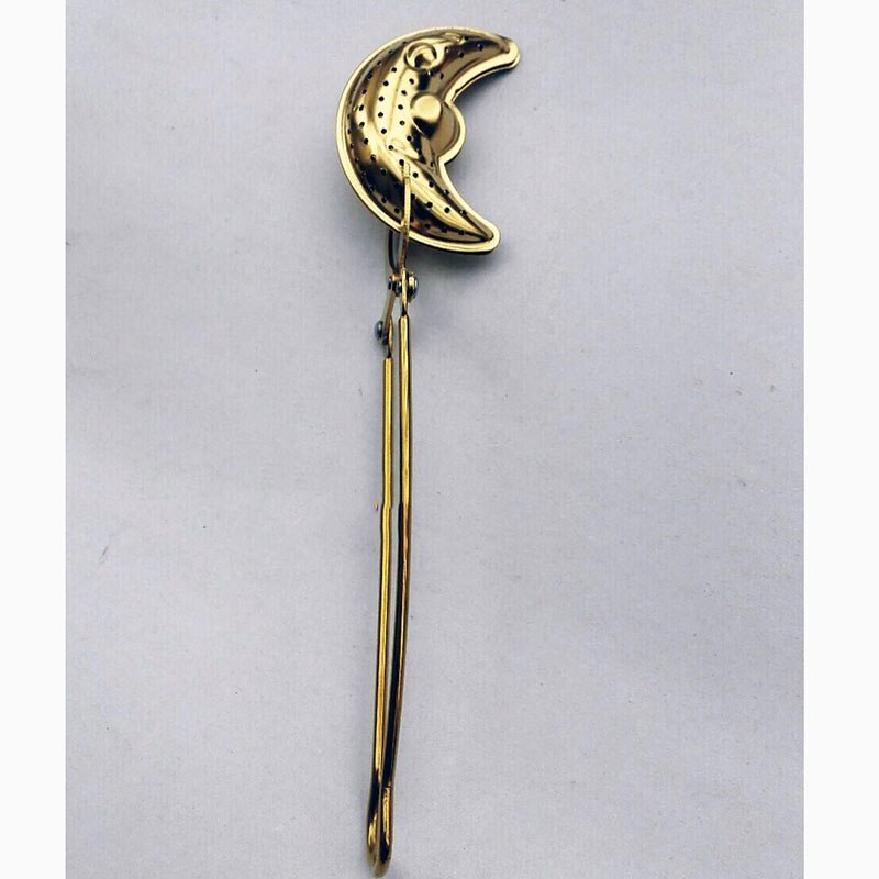 2pc guld te infuser si rustfrit stål løse blade filter til te kugle pose mesh langt håndtag star moon tekande form