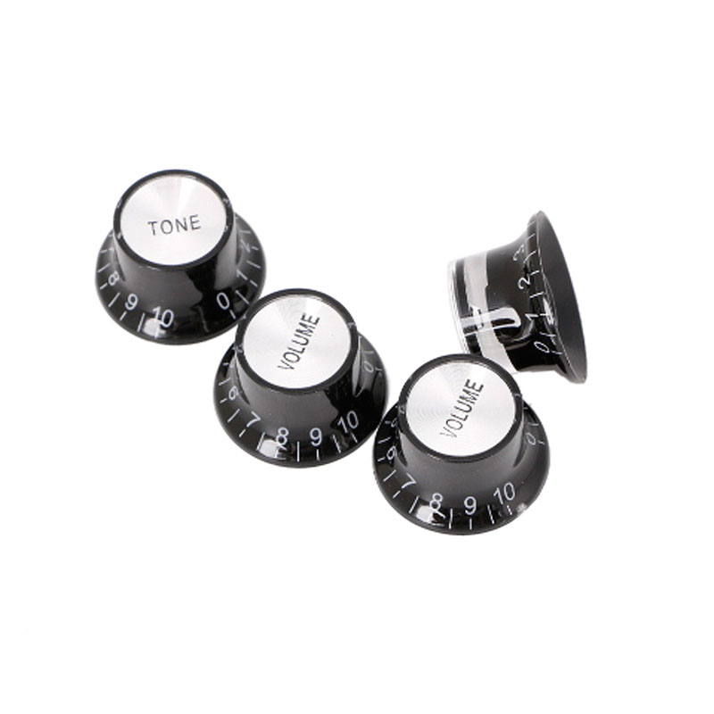 Guitar Accessories 2 Tone 2 VOLUME Control Knobs Silver Top Hat Bell For Gibson Les Paul SG